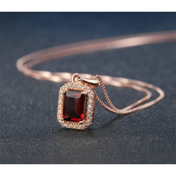 925 Sterling Silver Rose Gold Ruby Necklace Pendant